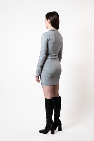 Grey Contrast Seam Bodycon Midi Dress